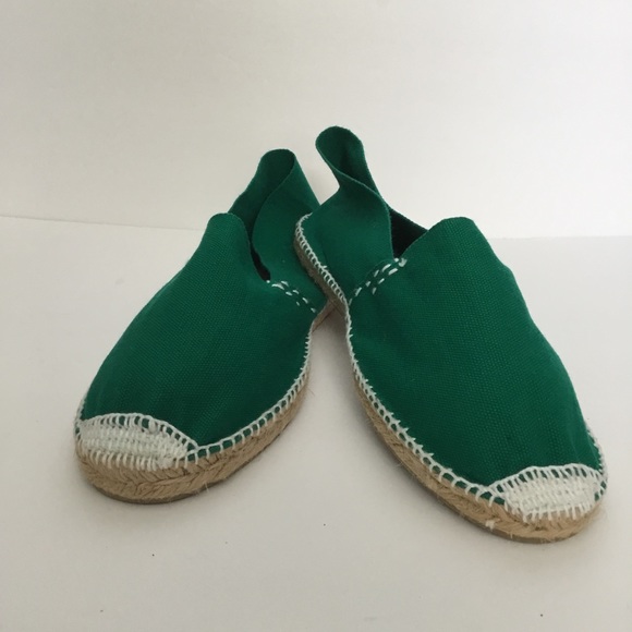 Shoes - Espadrilles Flats Green Jute Trim Size 42